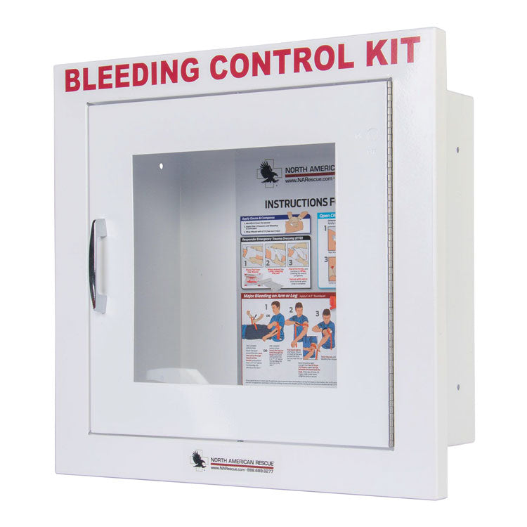 Public Access Bleeding Control Metal Semi-Recessed Wall Case, Empty