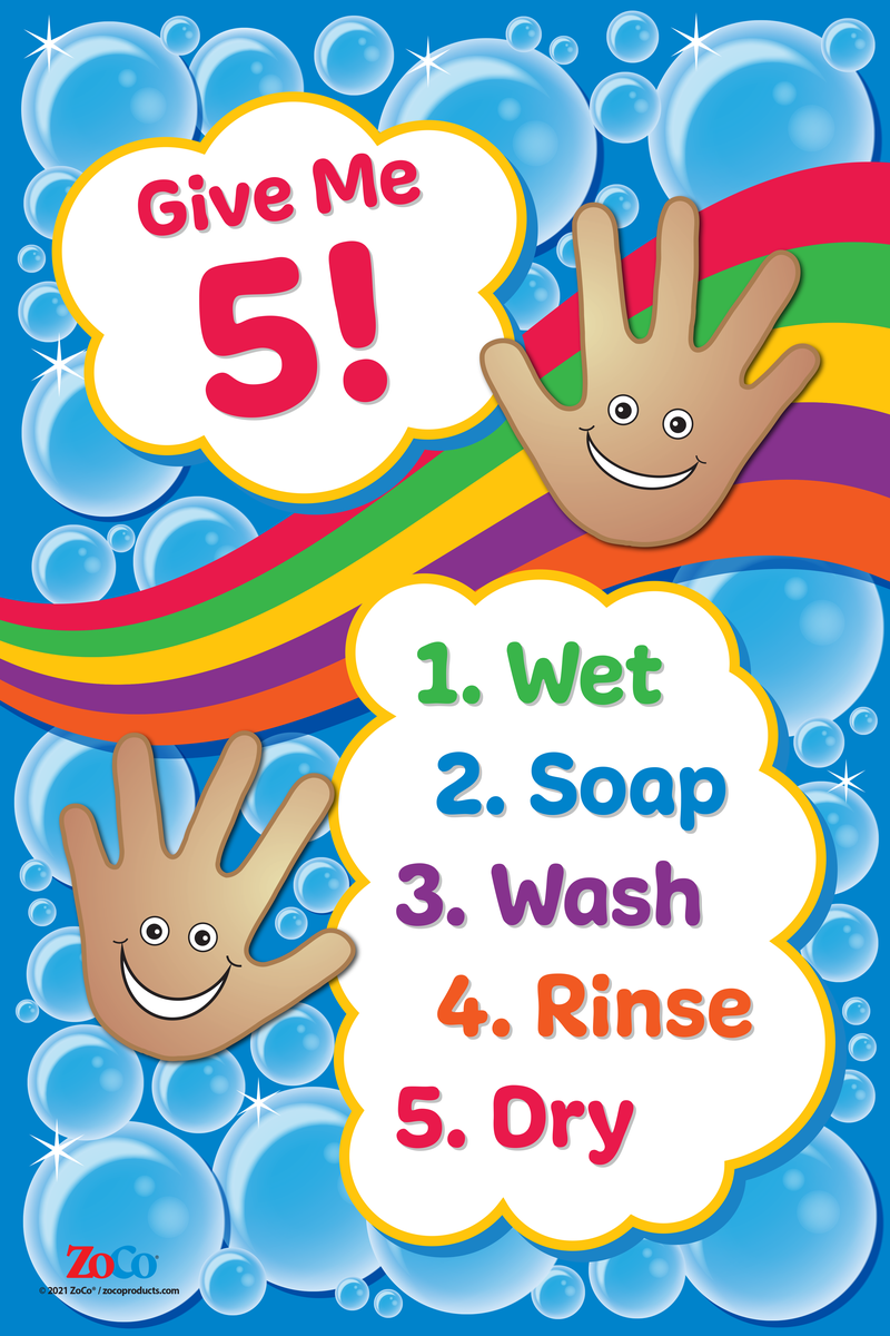 Give me 5! Handwashing for Kids Poster (12" x 18")
