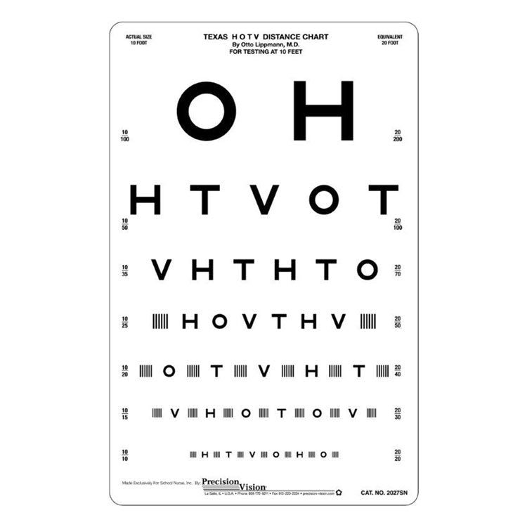 Oh Chart 10 ft: Texas Prevent Blindness HOTV - OH (7 Line) Chart – School Nurse ...