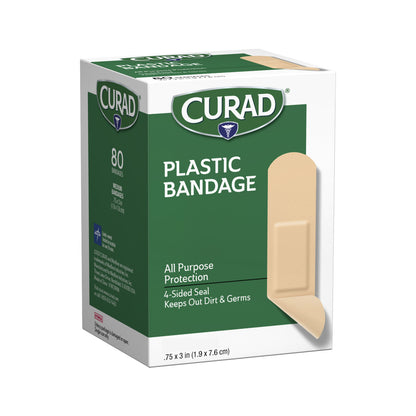 CURAD Plastic Bandages - 3/4" x 3" (100-ct)