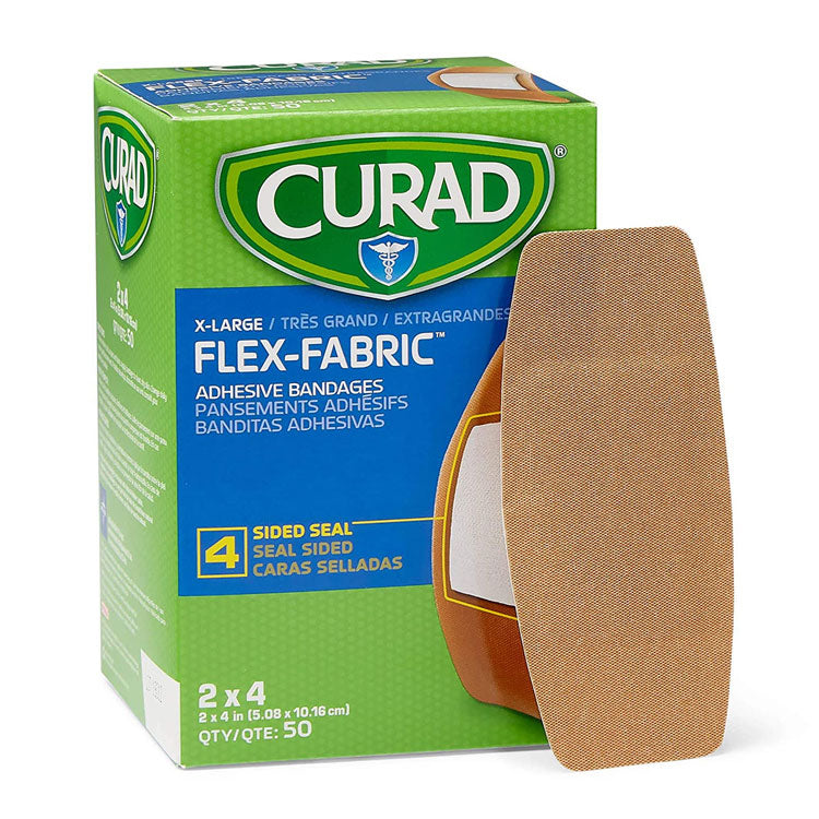 CURAD Flex-Fabric Bandages - X-Large 2" x 4" (50-ct)