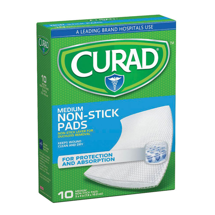 CURAD Ouchless Non-Stick Pads - 3" x 4" (10-ct)