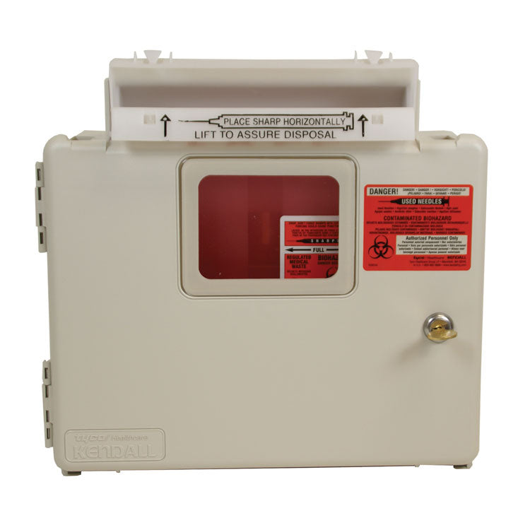 5 Quart Wall Mount Sharps Holder & Optional Glove Dispenser