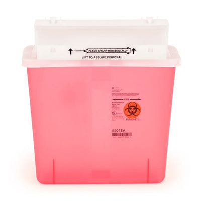 5 Quart Wall Mount Sharps Holder & Optional Glove Dispenser