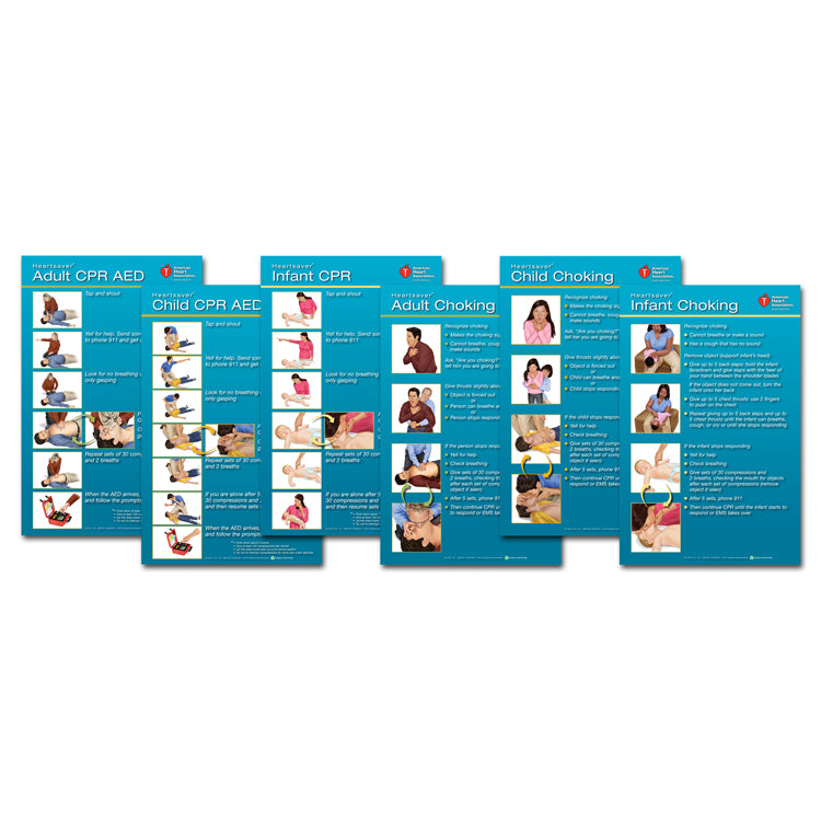CPR, AED & Choking Poster Set (Set of 6)