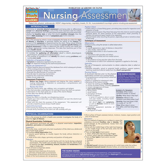 QuickStudy Laminated Reference Guides - Nursing Assessment