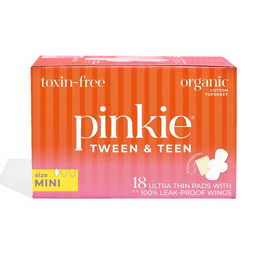 Pinkie Tween & Teen Organic Ultra Thin Pads with Wings, Mini (18-ct)