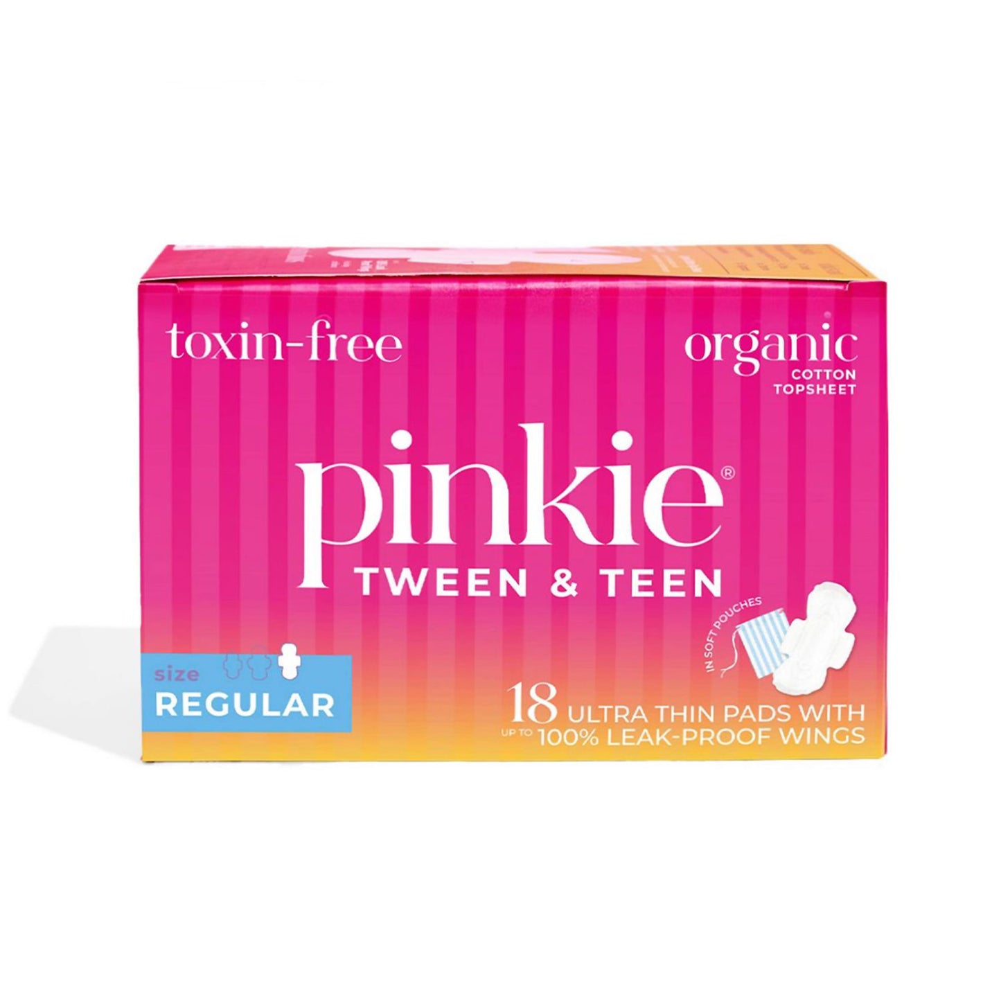 Pinkie Tween & Teen Organic Ultra Thin Pads with Wings, Regular (18-ct)