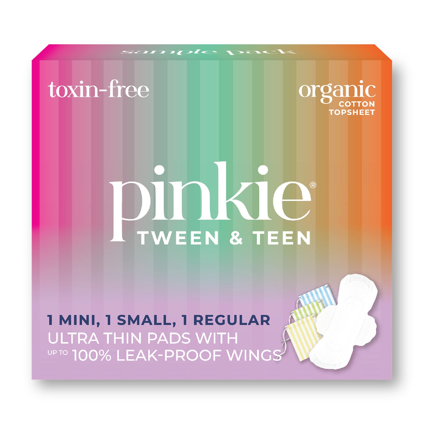 Pinkie Tween & Teen Organic Ultra Thin Pads with Wings, Sample Box