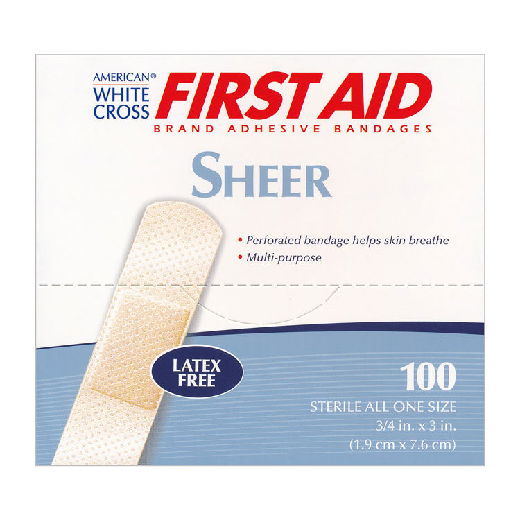 American White Cross Sheer Plastic Bandages - 3/4" x 3" (100-ct)