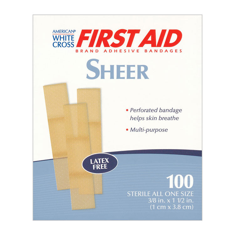 American White Cross Sheer Plastic Bandages - Junior 3/8" x 1 1/2" (100-ct)