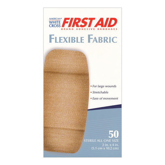 American White Cross Flexible Fabric Bandages - X-Large 2" x 4" (50-ct)