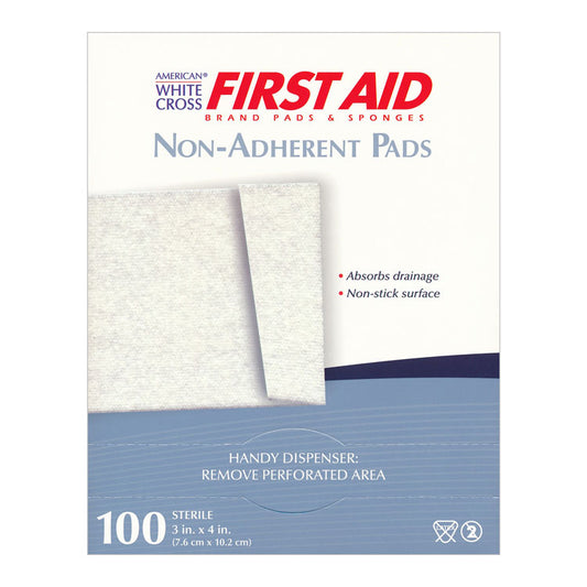 American White Cross Sterile Non-Adherent Gauze Pads - 3" x 4" (100-ct)