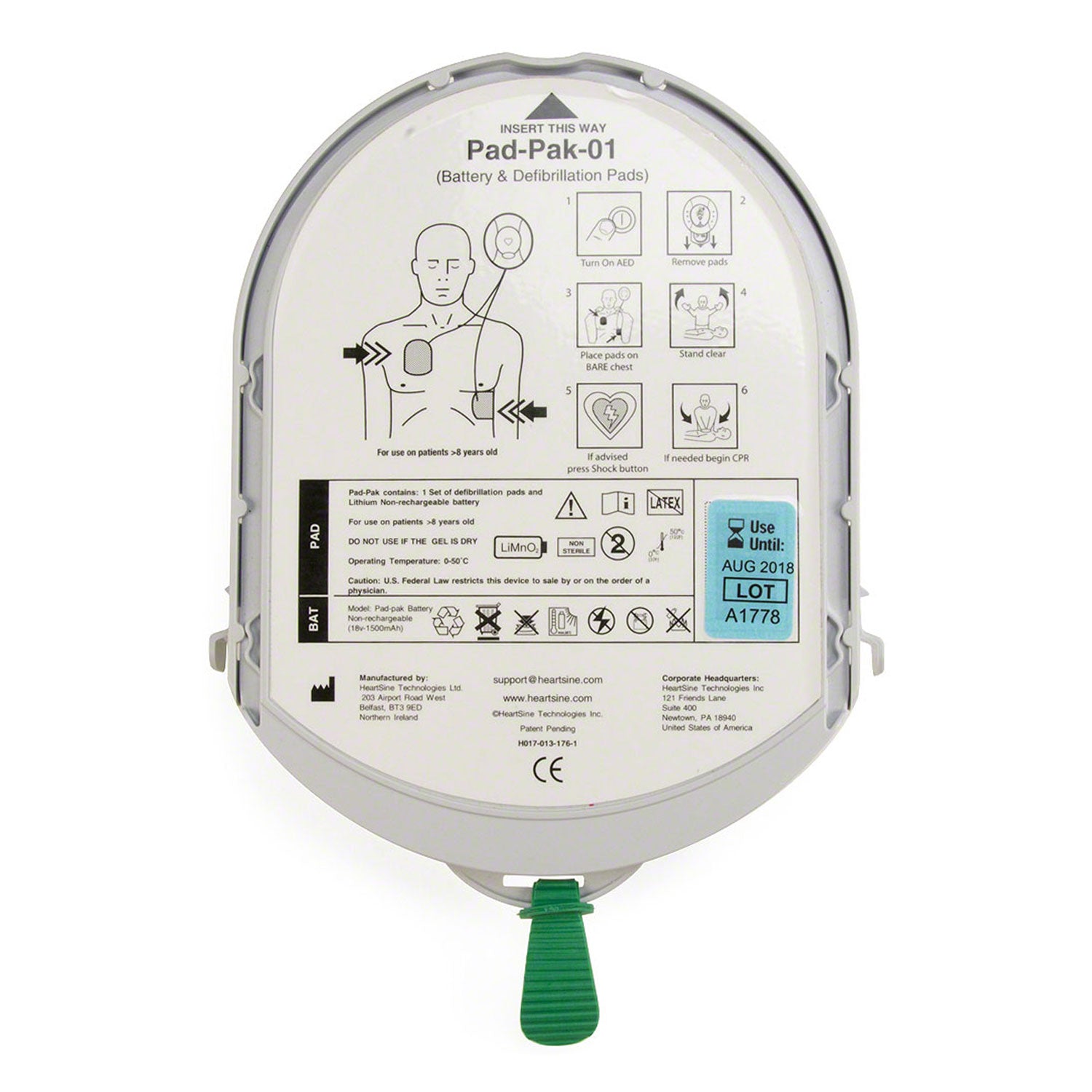 HeartSine Samaritan PAD 350P, 360P & 450P AED - Adult Pad-Pak (Electrodes & Battery)