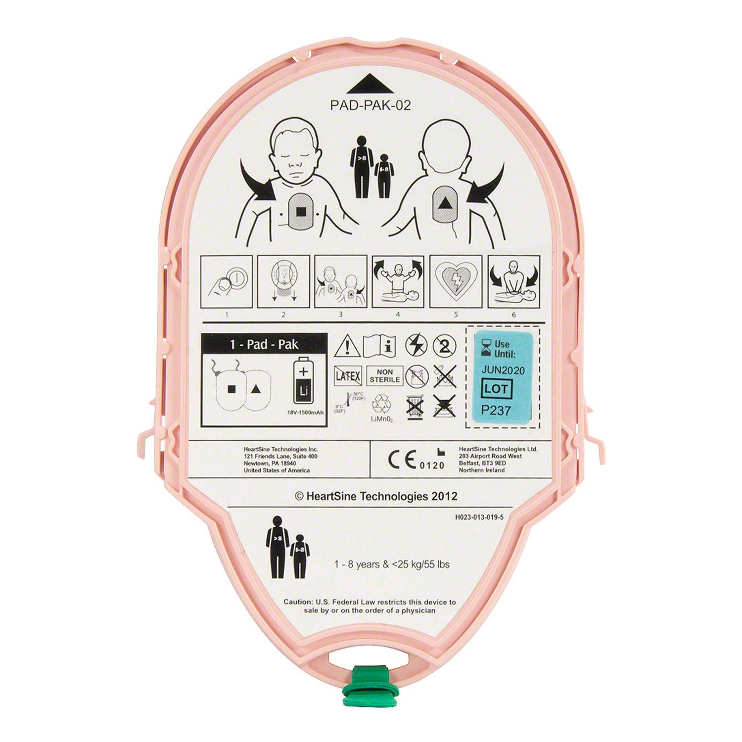HeartSine Samaritan PAD 350P, 360P & 450P AED - Pediatric Pad-Pak (Electrodes & Battery)