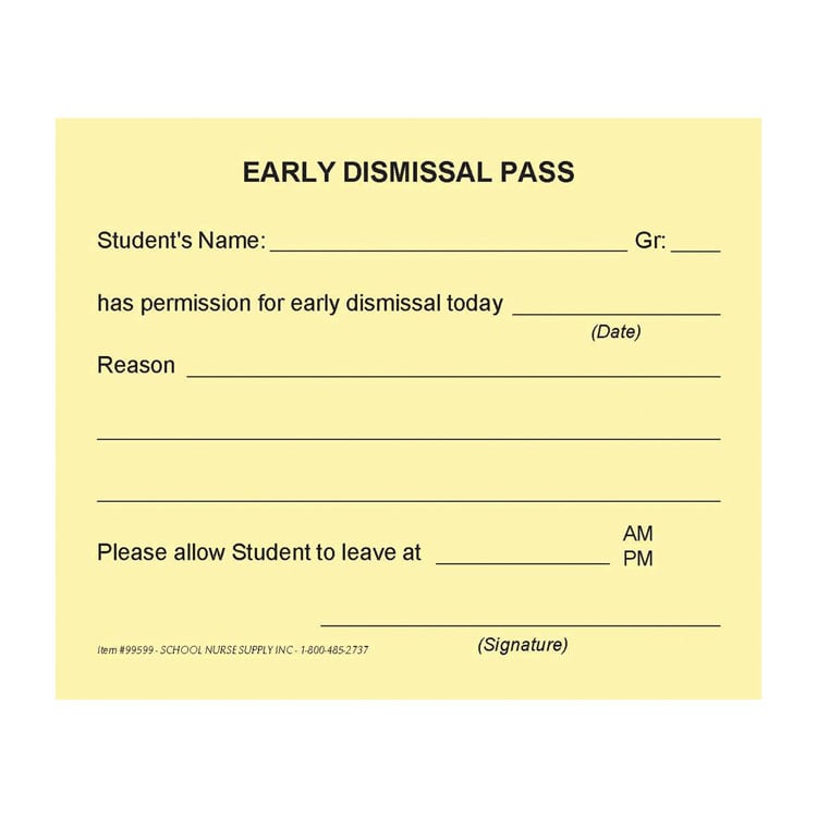 Early Dismissal Pass Tear Pad (50-ct)