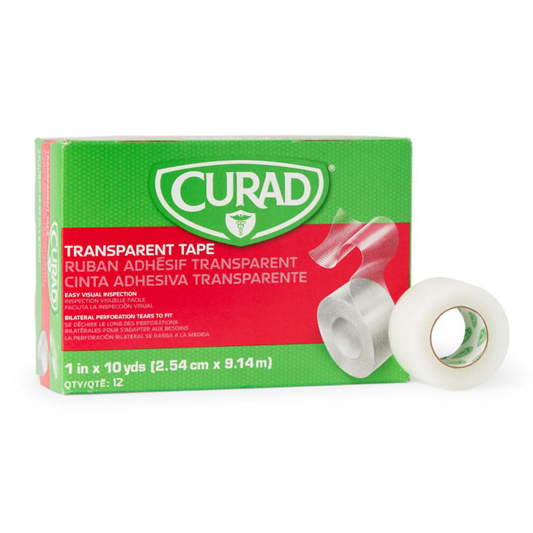 CURAD Transparent Adhesive Plastic Tape - 1" x 10 yds (12-ct)