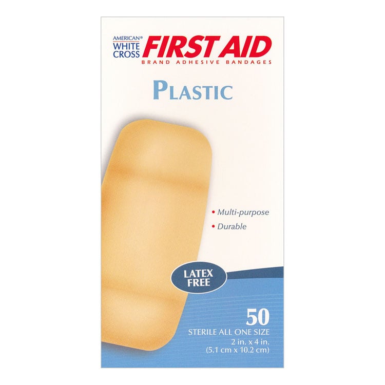 American White Cross Sheer Plastic Bandages - X-Large 2" x 4" (50-ct)