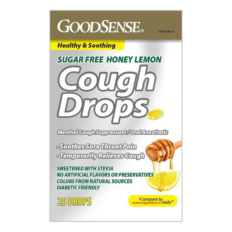 GoodSense Simply Healthy & Soothing SUGAR-FREE Cough Drops - Honey Lemon (25-ct)