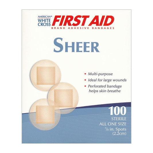 American White Cross Sheer Plastic Bandages - Spot 7/8" Round (100-ct)