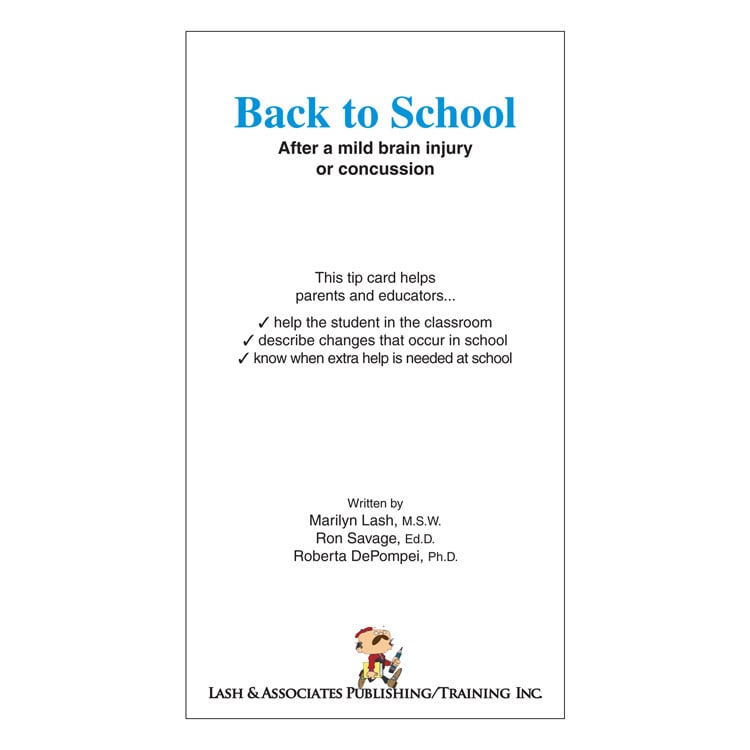 Back to School After a Mild Brain Injury or Concussion (Each)