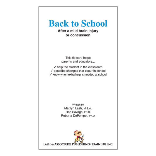 Back to School After a Mild Brain Injury or Concussion (Each)