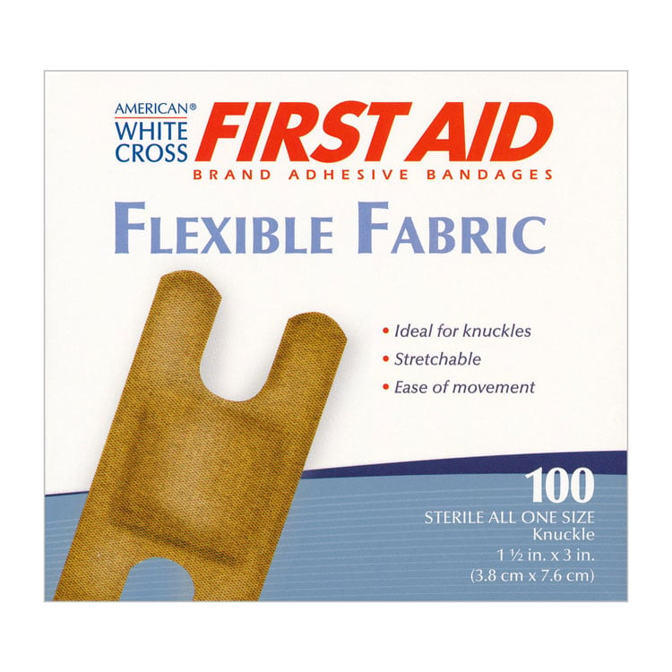 American White Cross Flexible Fabric Bandages - Knuckle 1 1/2" x 3" (100-ct)