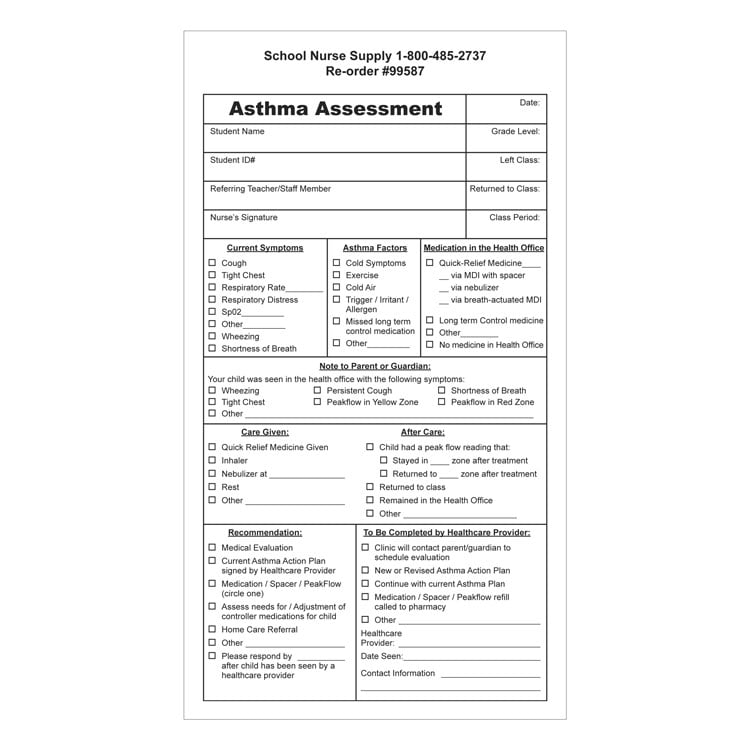 Asthma Assessment Forms (100-ct)