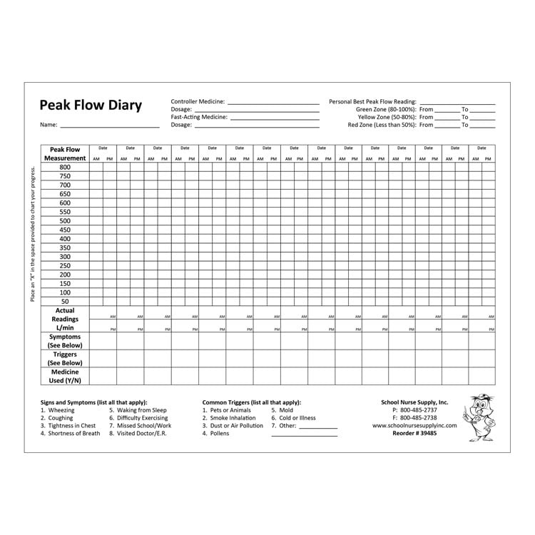 SNS Peak Flow Diary (50-ct)