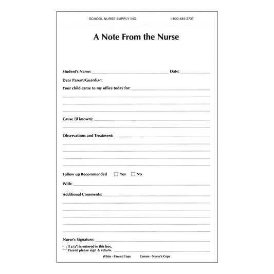 A Note From the Nurse Forms (50-ct)