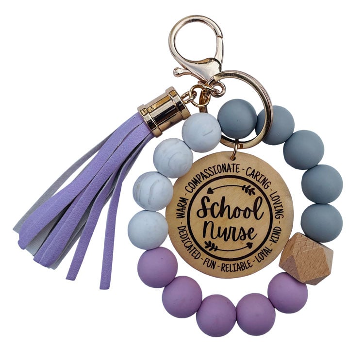 Beaded School Nurse Wristlet Keychain (Lavender)